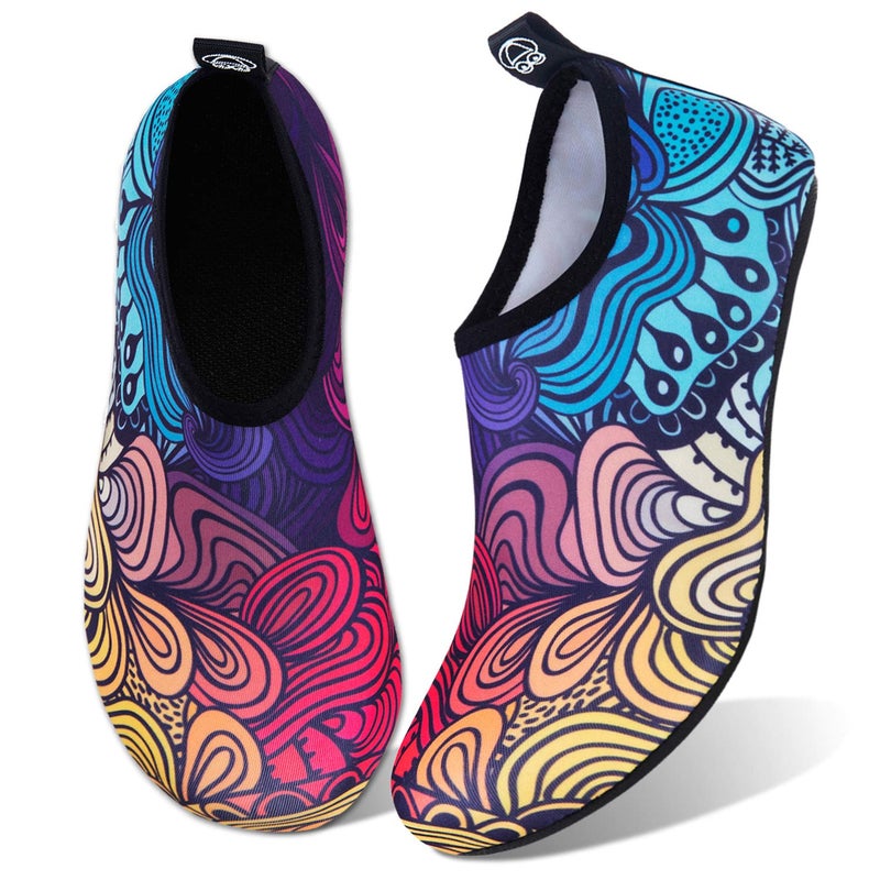 WateLves Water Shoes for Womens Mens Barefoot Quick-Dry Aqua Socks for Beach Swim Surf Yoga Exercise Camping Must Haves (Flower Gradient, 38/39) - Image 1